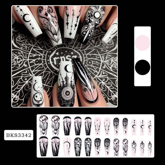 Manicures Star Moon Nail Stickers Long Style Nail Sheets Wearable Nail Patches
