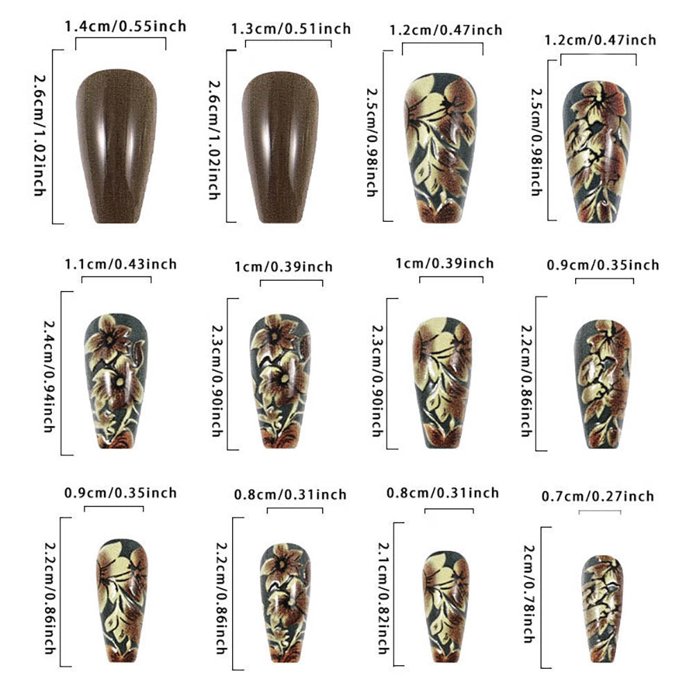 Brown Gradient Flower Wearable Nail Stickers Wholesale Manicure Nail Tips Patch