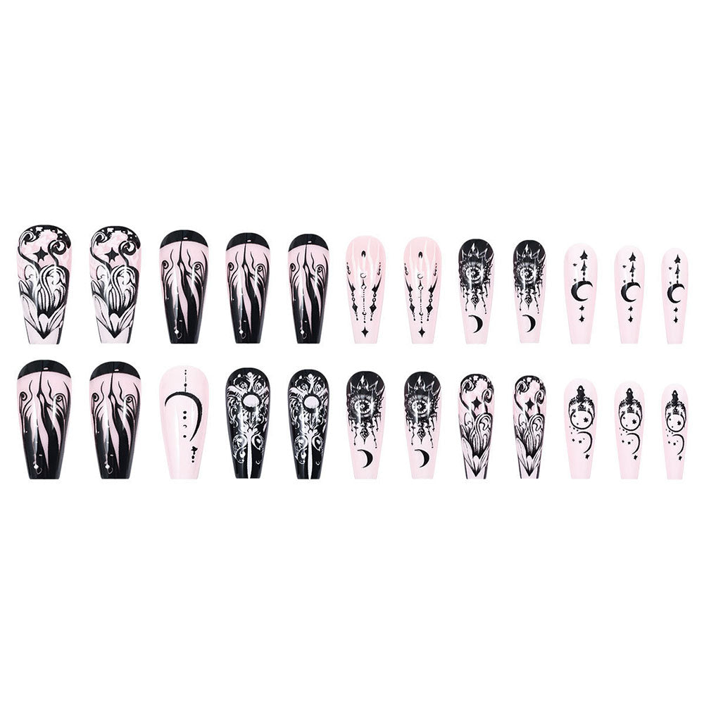 Manicures Star Moon Nail Stickers Long Style Nail Sheets Wearable Nail Patches