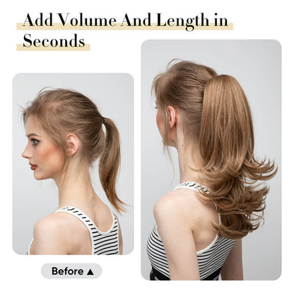 Short wigs hair extensions curly ponytail natural fluffy ponytail with clip