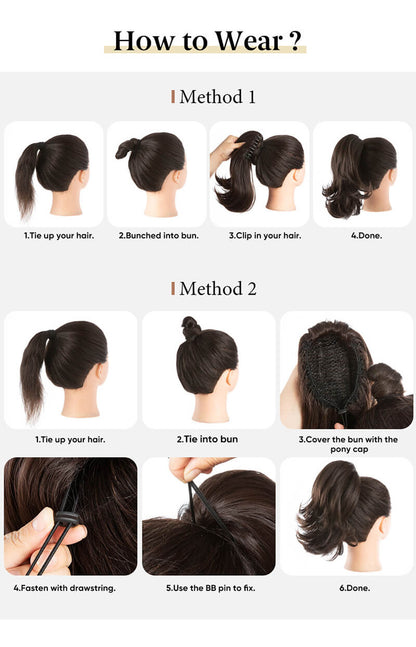 Short wigs hair extensions curly ponytail natural fluffy ponytail with clip