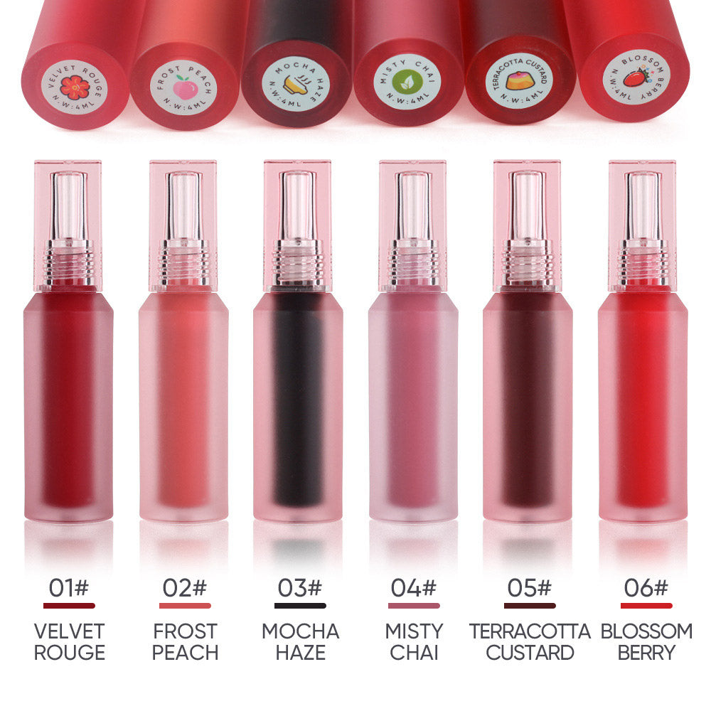 6-Color Lip Gloss Water-Mist Lip Tint Long-Lasting Matte Lipstick Moisturizing