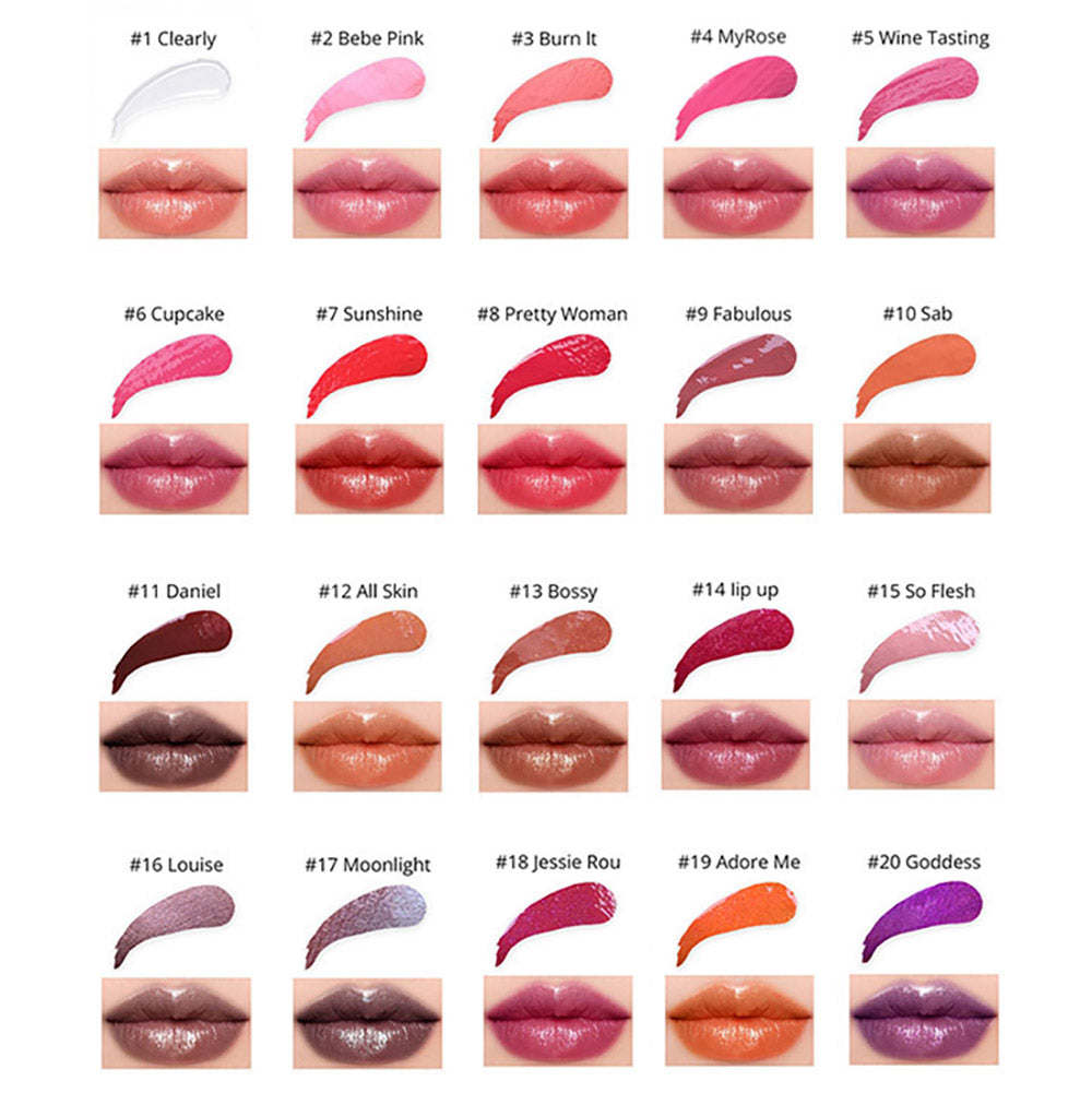 20 Color High Shine Lip Gloss Nude Lip Glaze High Pigmented Plumping Vegan