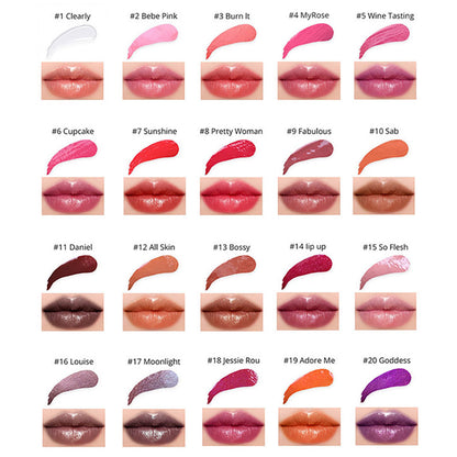 20 Color High Shine Lip Gloss Nude Lip Glaze High Pigmented Plumping Vegan