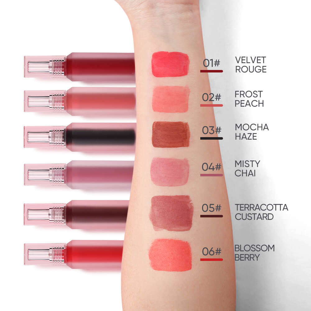 6-Color Lip Gloss Water-Mist Lip Tint Long-Lasting Matte Lipstick Moisturizing
