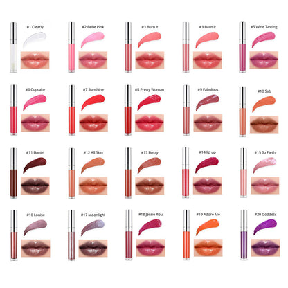 20 Color High Shine Lip Gloss Nude Lip Glaze High Pigmented Plumping Vegan