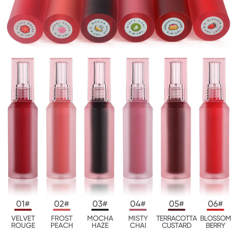 6-Color Lip Gloss Water-Mist Lip Tint Long-Lasting Matte Lipstick Moisturizing