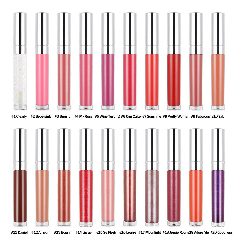 20 Color High Shine Lip Gloss Nude Lip Glaze High Pigmented Plumping Vegan
