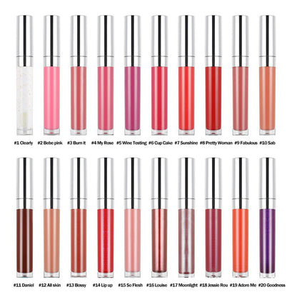 20 Color High Shine Lip Gloss Nude Lip Glaze High Pigmented Plumping Vegan