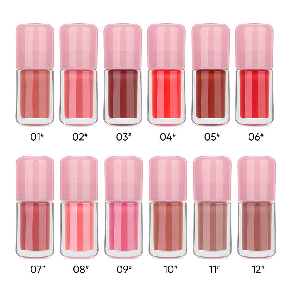 12-Color Nude Lip Gloss Moisturizing Lip Tint High Pigmented Private Label