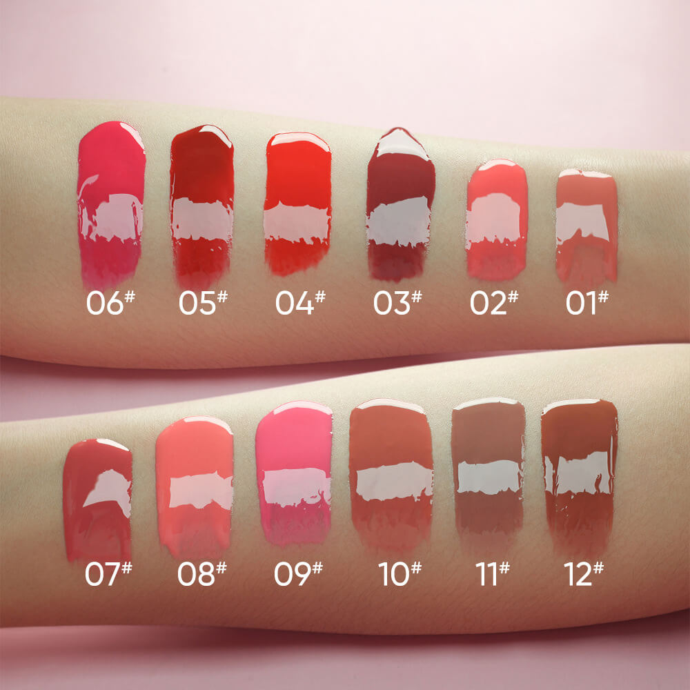 12-Color Nude Lip Gloss Moisturizing Lip Tint High Pigmented Private Label
