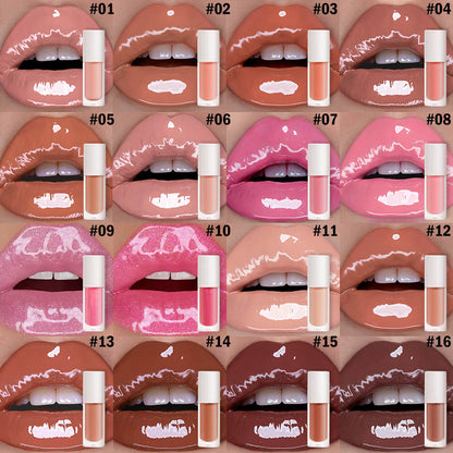 16 color nude lip gloss moisturizing lip glaze high pigment vegan