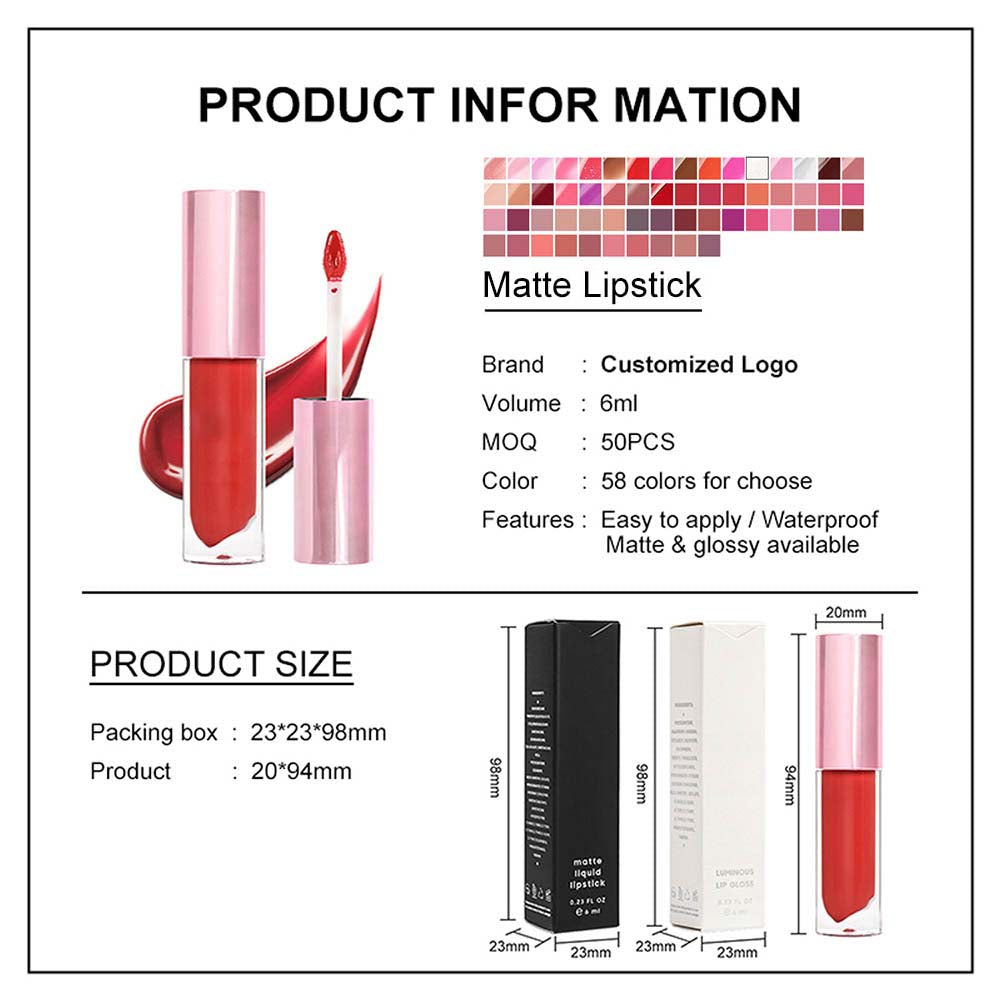 38-color OEM ODM Nude Liquid Lipstick Matte Non-Sticky Transfer-Proof