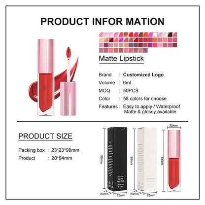 38-color OEM ODM Nude Liquid Lipstick Matte Non-Sticky Transfer-Proof