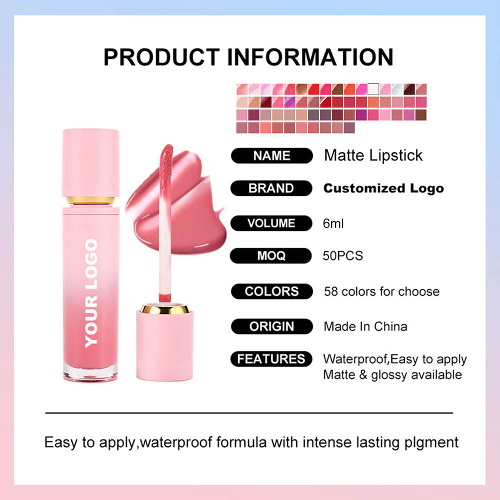 38-color Nude Liquid Lipstick Matte Non-Sticky Transfer-Proof Custom Vegan