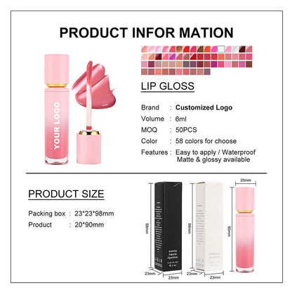 27-Color Nude Lip Gloss Hydrating Lip Glaze High Pigmented Cruelty Free