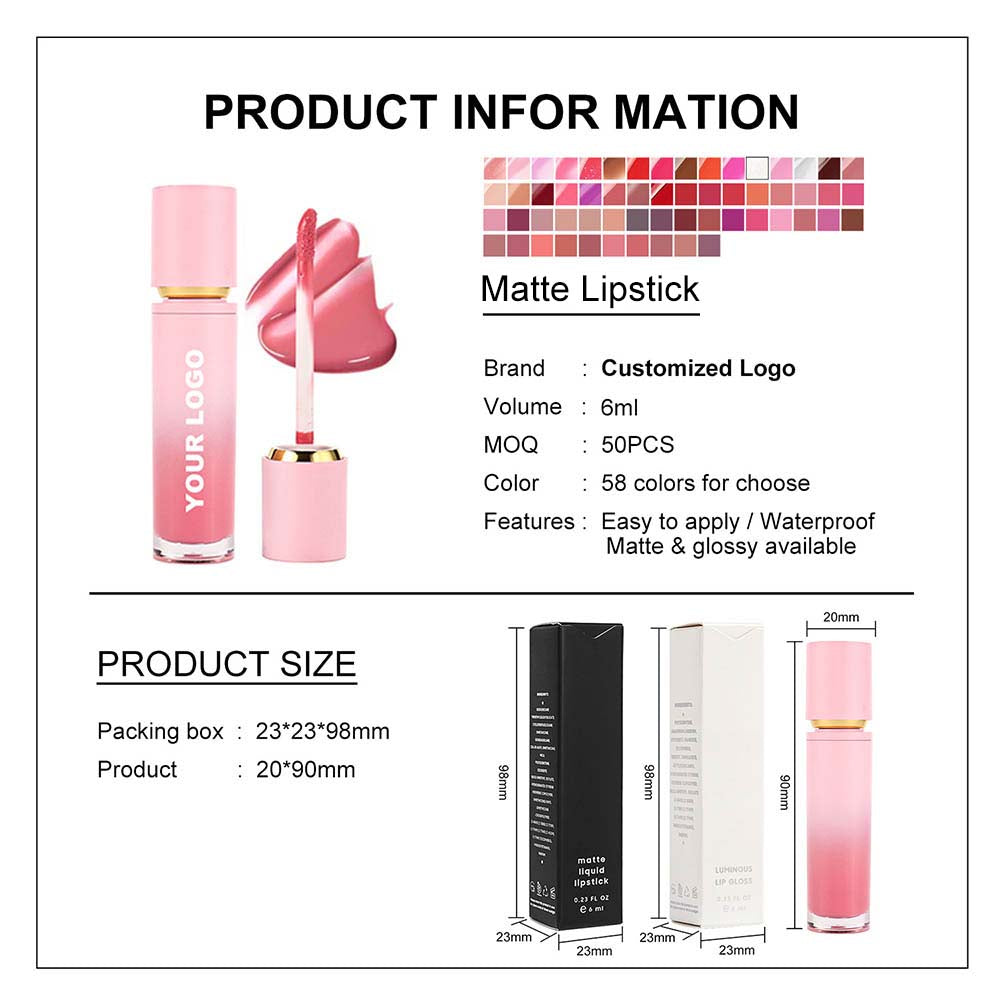 38-color Nude Liquid Lipstick Matte Non-Sticky Transfer-Proof Custom Vegan