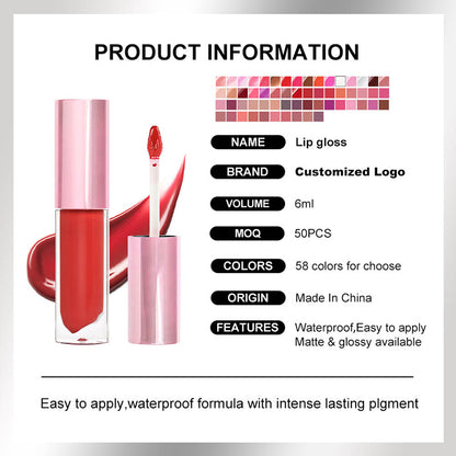 27-Color Maple Brown Lip Gloss Hydrating Lip Glaze High Pigment Low MOQ