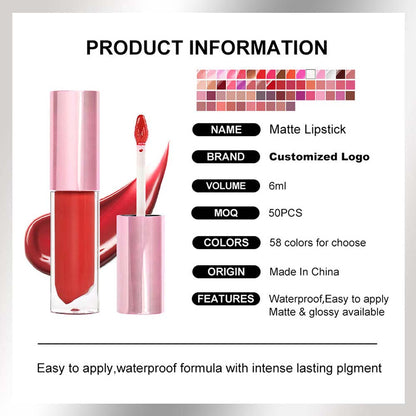 38-color OEM ODM Nude Liquid Lipstick Matte Non-Sticky Transfer-Proof