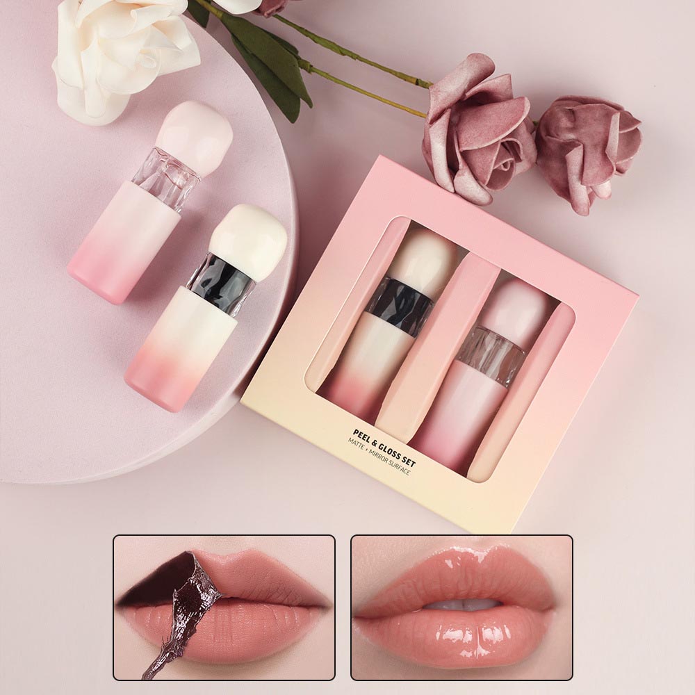 2-Piece Peel-Off Lip Stain Set Matte Lipstick & Lip oil Waterproof Private Label