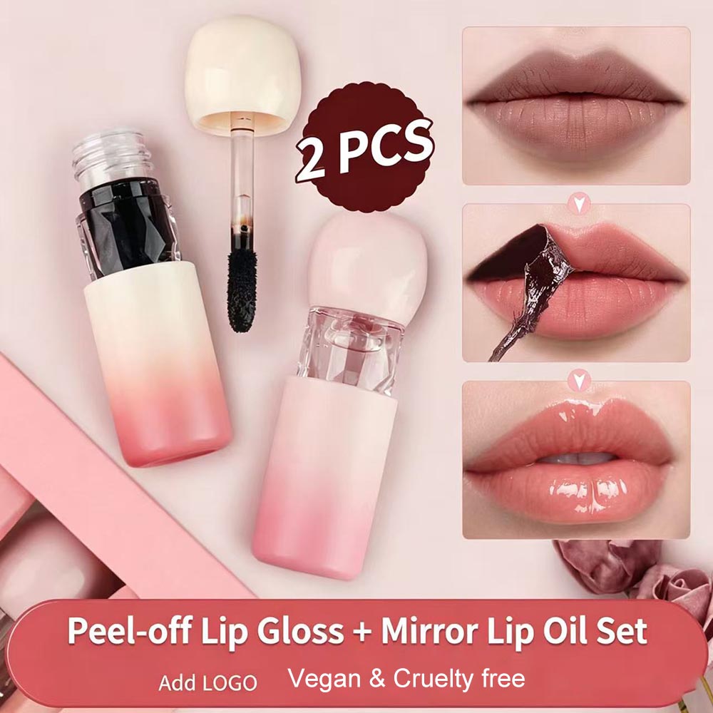 2-Piece Peel-Off Lip Stain Set Matte Lipstick & Lip oil Waterproof Private Label