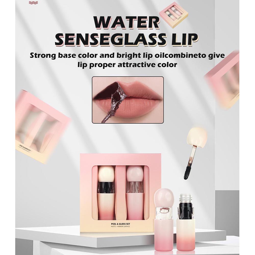 2-Piece Peel-Off Lip Stain Set Matte Lipstick & Lip oil Waterproof Private Label