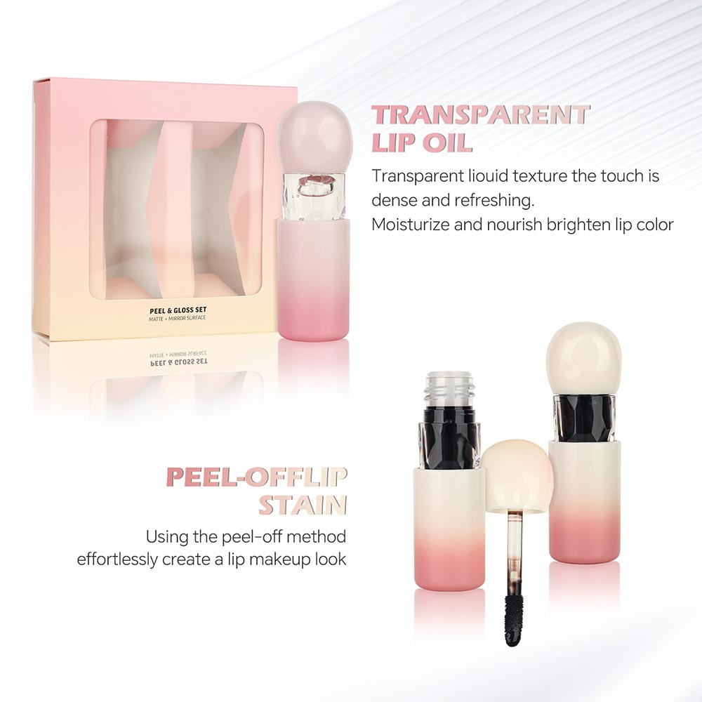 2-Piece Peel-Off Lip Stain Set Matte Lipstick & Lip oil Waterproof Private Label