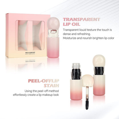 2-Piece Peel-Off Lip Stain Set Matte Lipstick & Lip oil Waterproof Private Label