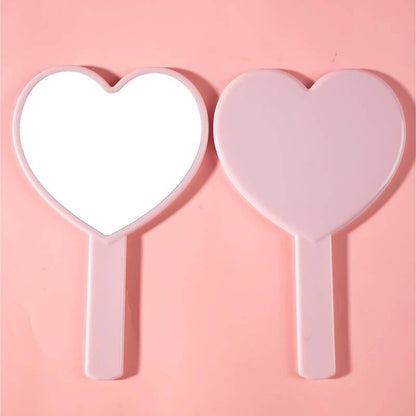 4 color heart-shaped makeup mirror love handheld portable handle mirror 16*10.5cm