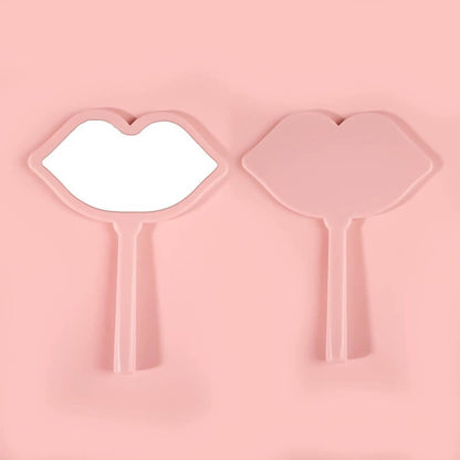7 color lip shape makeup mirror handheld portable handle mirror 16*12cm