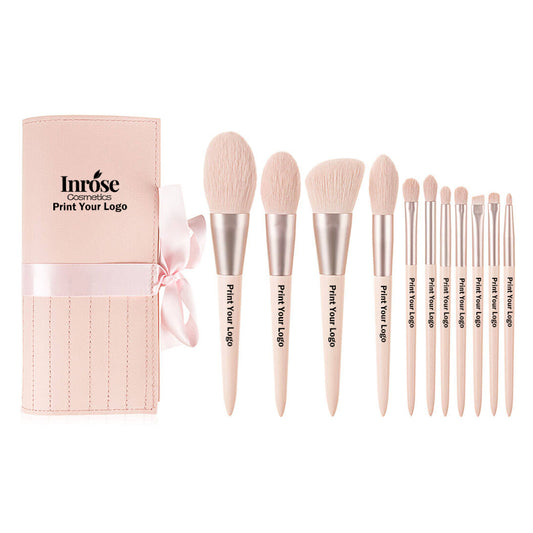 Ensemble de 11 pinceaux de maquillage roses, pinceaux doux, outil de beauté portable