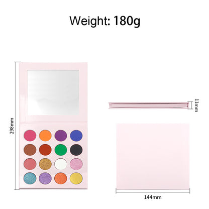 16 Color Pink Eyeshadow Palette High-Pigment Waterproof Matte Glitter 26mm