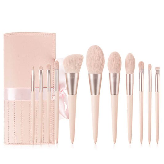 11 pcs pink makeup brush set soft brushes portable beauty tool