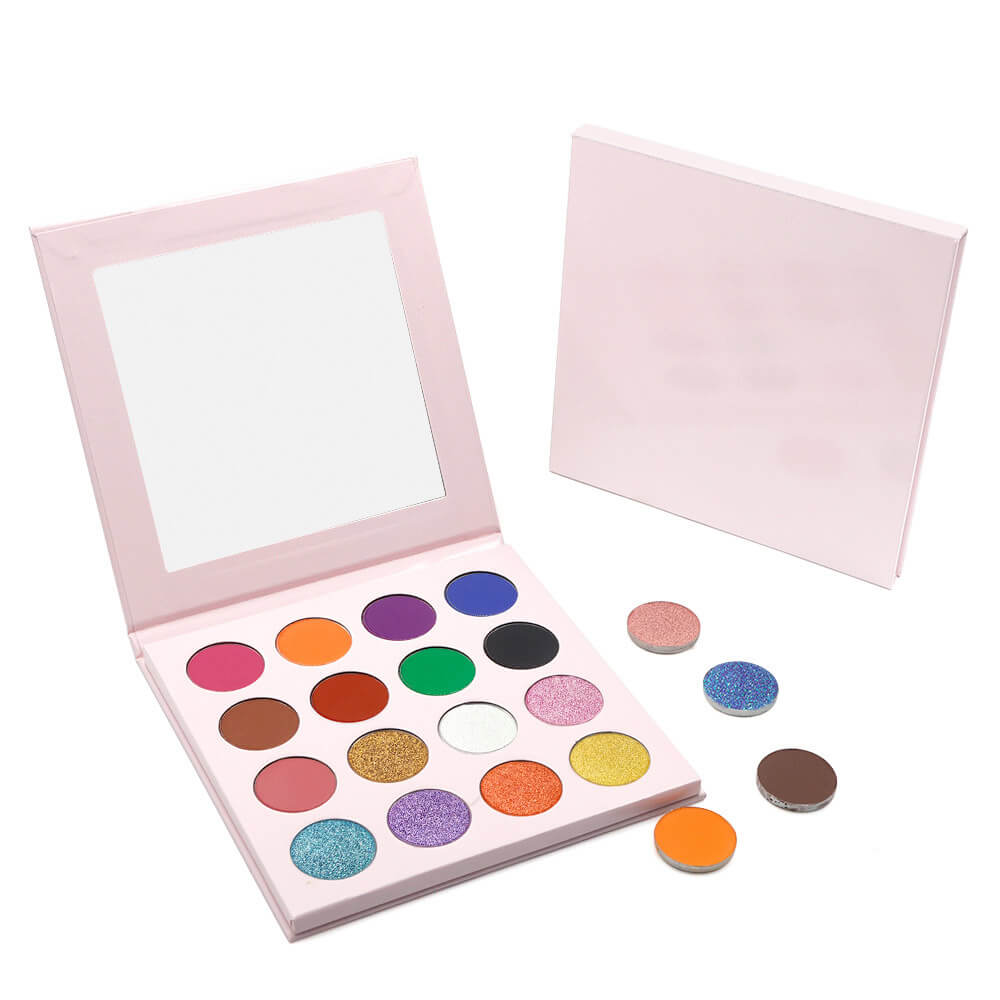 16 Color Pink Eyeshadow Palette High-Pigment Waterproof Matte Glitter 26mm