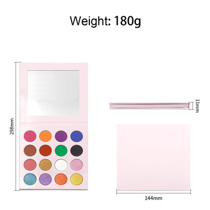 16 Color Pink Eyeshadow Palette High-Pigment Waterproof Matte Glitter 26mm