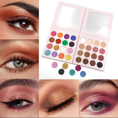 16 Color Pink Eyeshadow Palette High-Pigment Waterproof Matte Glitter 26mm