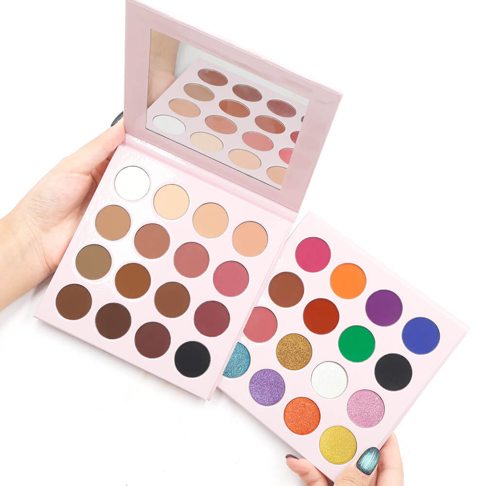 16 Color Pink Eyeshadow Palette High-Pigment Waterproof Matte Glitter 26mm