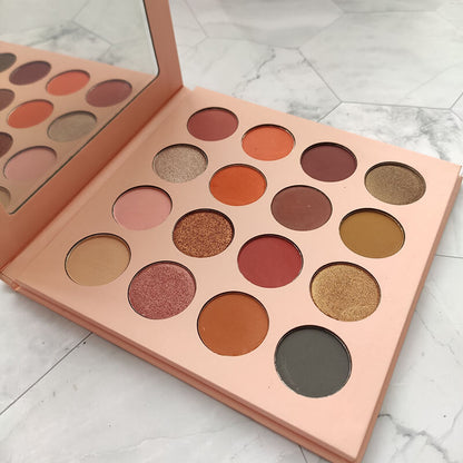 16 color pink eyeshadow palette matte pearlescent waterproof