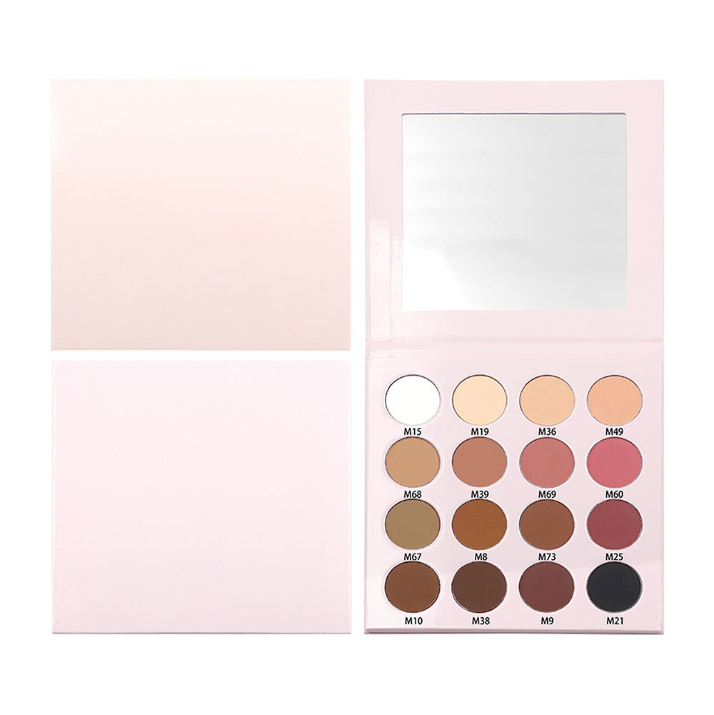 16 Color Pink Eyeshadow Palette High-Pigment Waterproof Matte Glitter 26mm