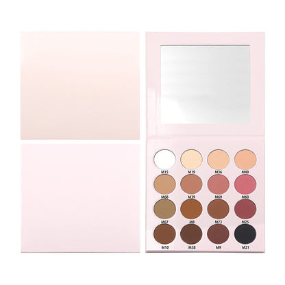 16 Color Pink Eyeshadow Palette High-Pigment Waterproof Matte Glitter 26mm