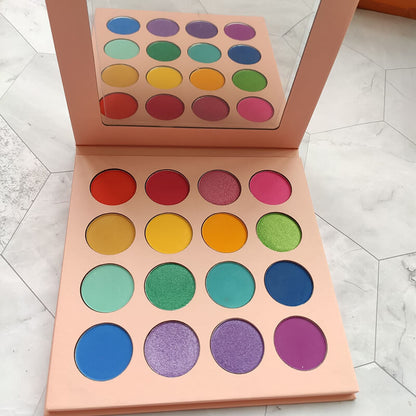 16 color pink eyeshadow palette matte pearlescent waterproof