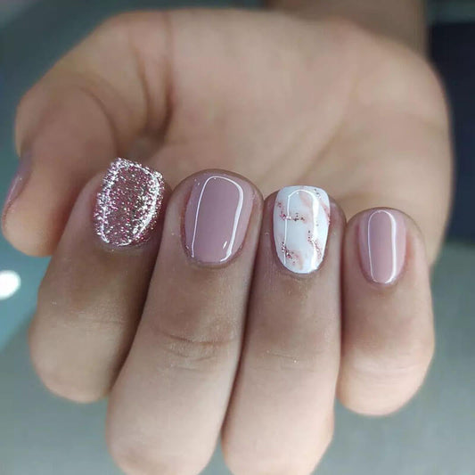 Wearable press on nails short style nail patch glitter finished nail