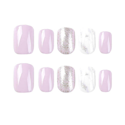 Wearable press on nails short style nail patch glitter finished nail
