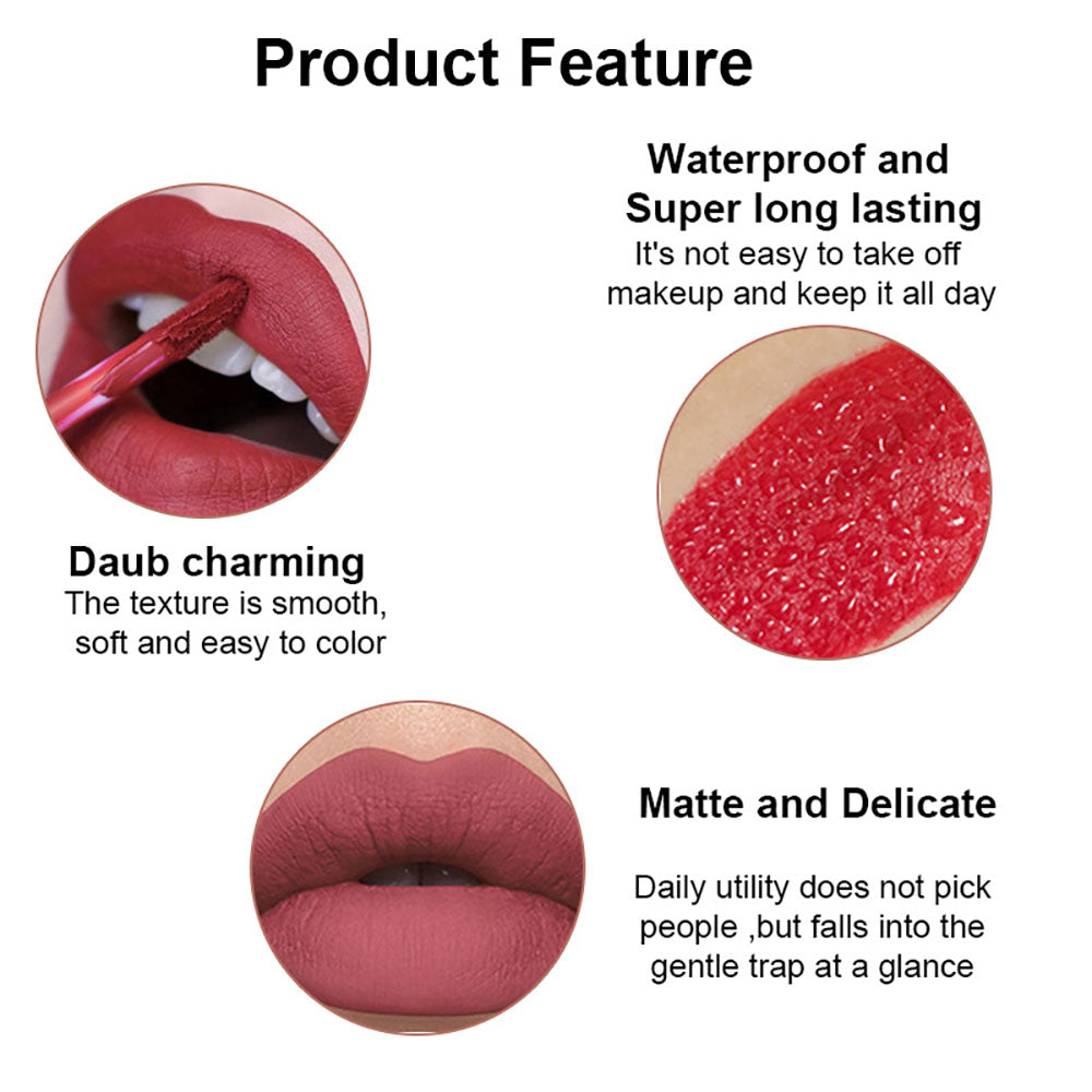 125-Color Chocolate Brown Liquid Lipstick Nude Matte Non-Sticky Long Lasting