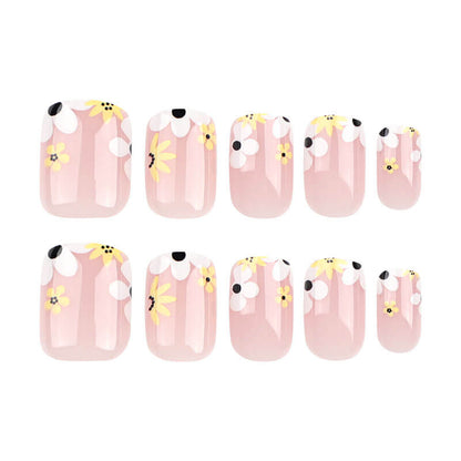 French short nails flower wearing nails fake nails removable 24pcs