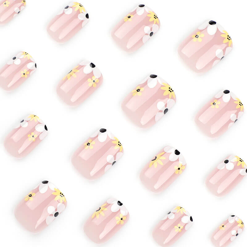 French short nails flower wearing nails fake nails removable 24pcs