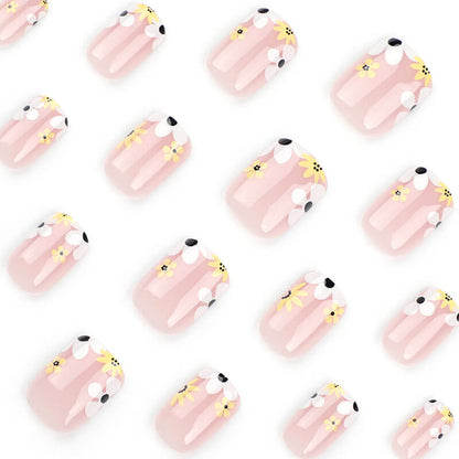 French short nails flower wearing nails fake nails removable 24pcs
