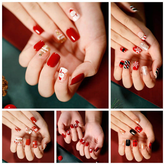 Wearable nail art Christmas nails press on nails removable 24pcs
