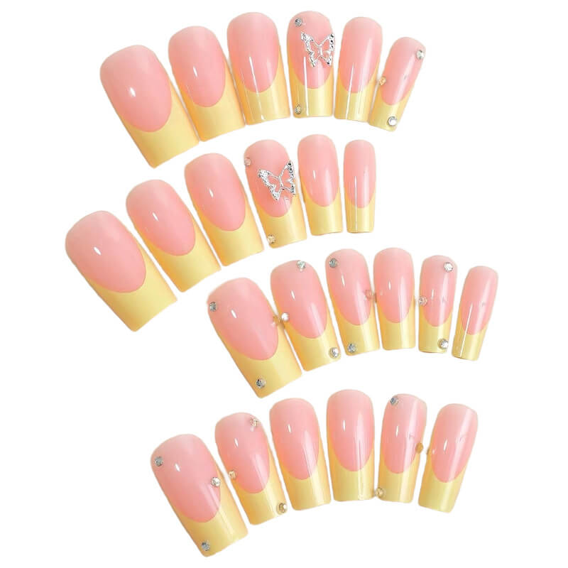 Reuseable press on nails fake nails butterfly diamond party 24pcs