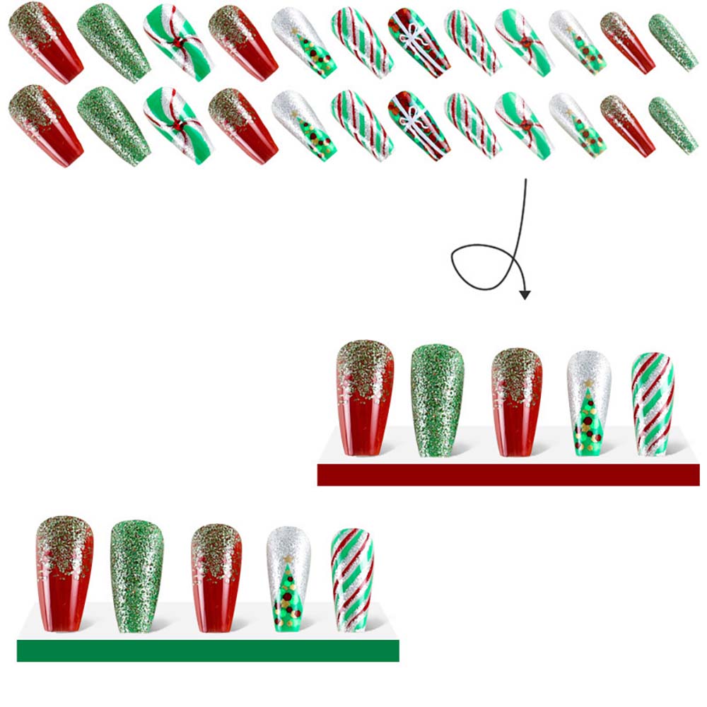 Christmas Nail Set Wearing Nails Press On Nails French Manicure Nail Art 24 Pcs